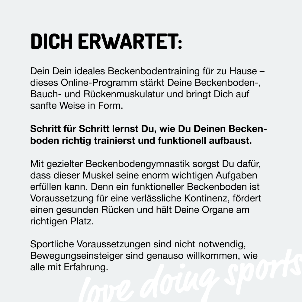 *Absolut fit - Dein Beckenbodenprogramm – Reaktive Kräftigung & Funktionalität (10 Wochen Online Kurs)