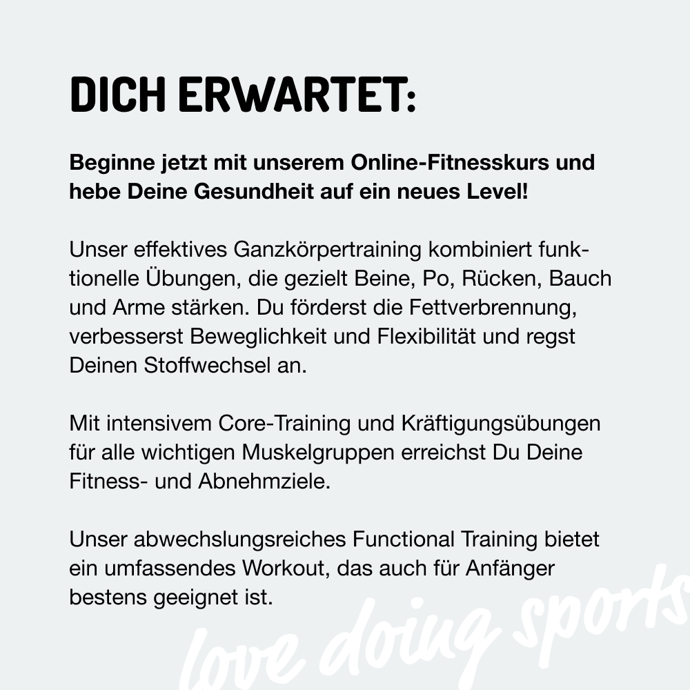 *Absolut fit – Kräftigungstraining: Fitness steigern & Abnehmen (Workout für den ganzen Körper | Online Kurs)