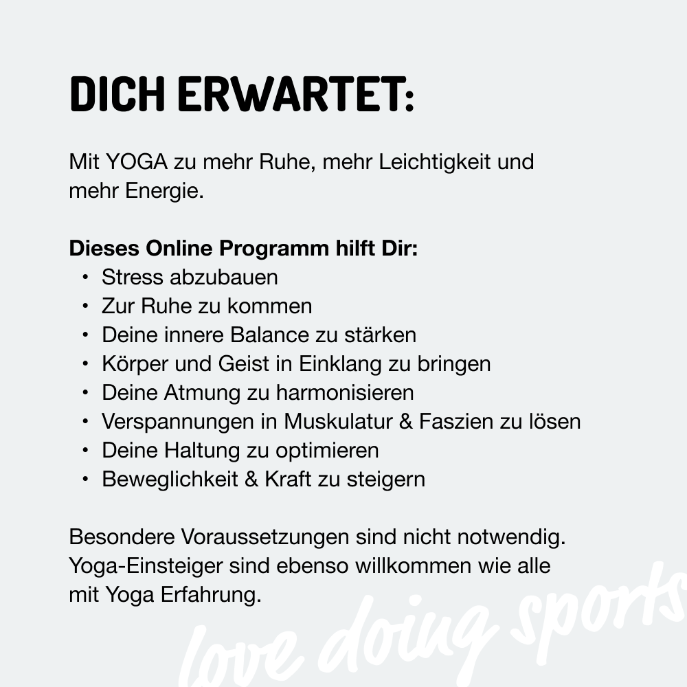*Absolut fit YOGA - Leichtigkeit & innere Ruhe (10 Wochen Online Kurs)
